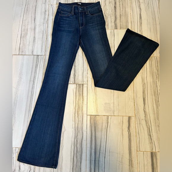 EUC PAIGE Bell Canyon Dark Blue Flare Bootcut Stretch Jeans - Picture 4 of 15
